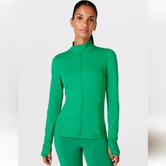Sweaty Betty Therma Boost Running Zip Up Electro Green - Picture 1 of 14